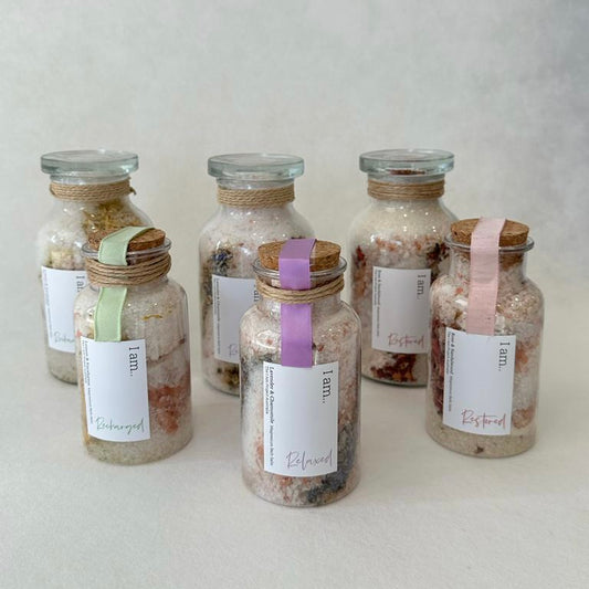Handcrafted Botanical Bath Salts: A Luxurious Blend of Natural Ingredients for a Relaxing Bath Experience.