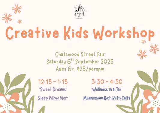 Creative Kids wellbeing workshops at Chatswood Emerge Festival, making natural pillow mists and bath salts.